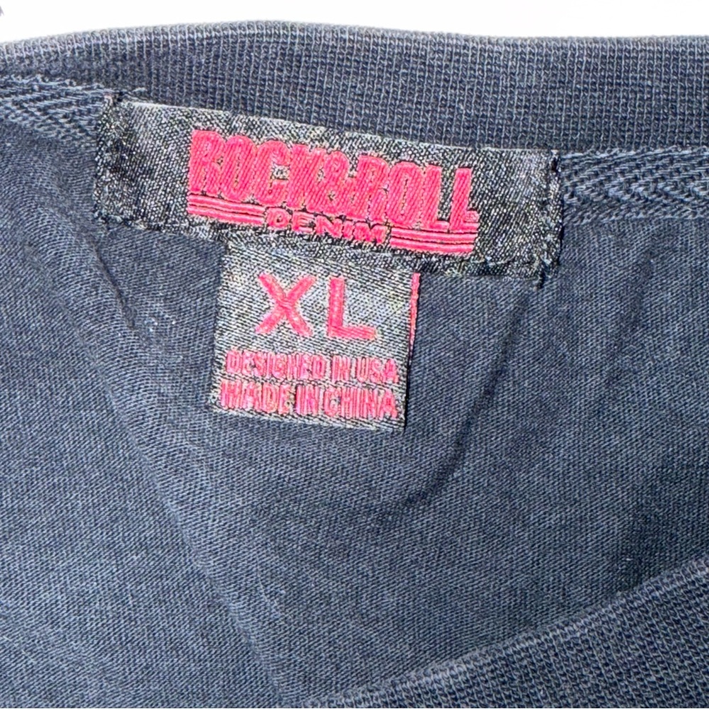 Rock & Roll Denim XL Black Bandana Paisley Graphic Long Sleeve Top - Picture 6 of 10